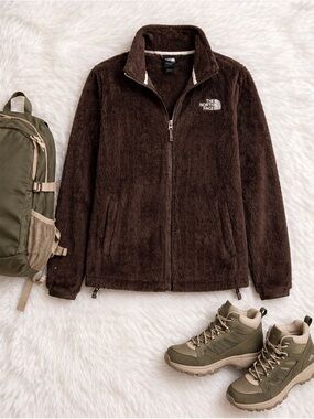 The North Face Osito Fleece Jacket Brown M Full Zip Cozy Soft Logo Womens